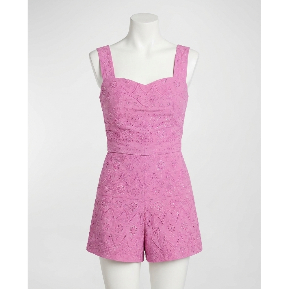 NEW NICOLE MILLER embellished eyelet crop top in lilac